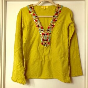 Catherine Malandrino Bell Sleeve Beaded Knit Tunic